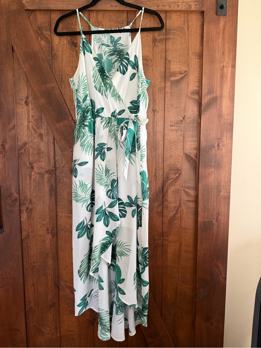 Scobe Tropical Palm Leaf High-Low Faux Wrap Maxi Dress Size L